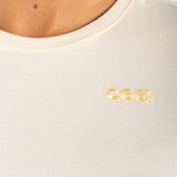 Playera Beige Slim para Mujer - Rib Manga Corta
