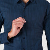 Camisa Azul Oscuro Slim para Hombre - Multicolor