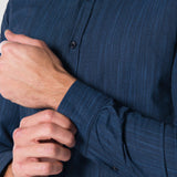 Camisa Azul Oscuro Slim para Hombre - Multicolor