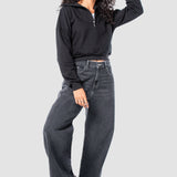 Jeans Amplio Negro para Mujer - Wide Leg