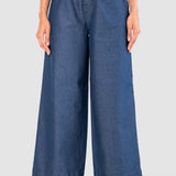 Jeans Amplio Azul Oscuro para Mujer - Wide Leg