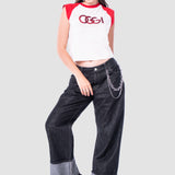 Jeans Amplio Negro para Mujer - Wide Leg