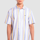 Camisa Azul Claro Regular para Hombre - Rayas