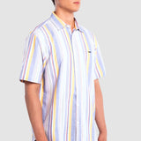 Camisa Azul Claro Regular para Hombre - Rayas