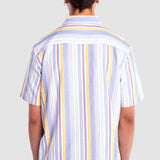 Camisa Azul Claro Regular para Hombre - Rayas