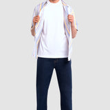 Camisa Azul Claro Regular para Hombre - Rayas