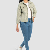 Chamarra Slim Verde para Mujer - Vaquera