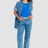Jeans Mujer Mezclilla Confort Emotion Relajado Snow Oggi