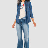 Jeans Acampanado Azul Claro para Mujer - Ruby