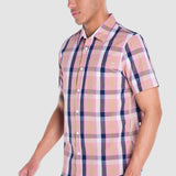 Camisa Moda Hombre Manga Corta Multicolor Cuadros Slim Oggi