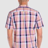 Camisa Moda Hombre Manga Corta Multicolor Cuadros Slim Oggi