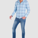 Camisa Moda Hombre Manga Larga Multicolor Cuadros Slim Oggi