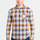 Camisa Moda Hombre Manga Larga Multicolor Bolsillo Slim Oggi