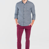 Camisa Moda Hombre Manga Larga Multicolor Bolsillo Slim Oggi