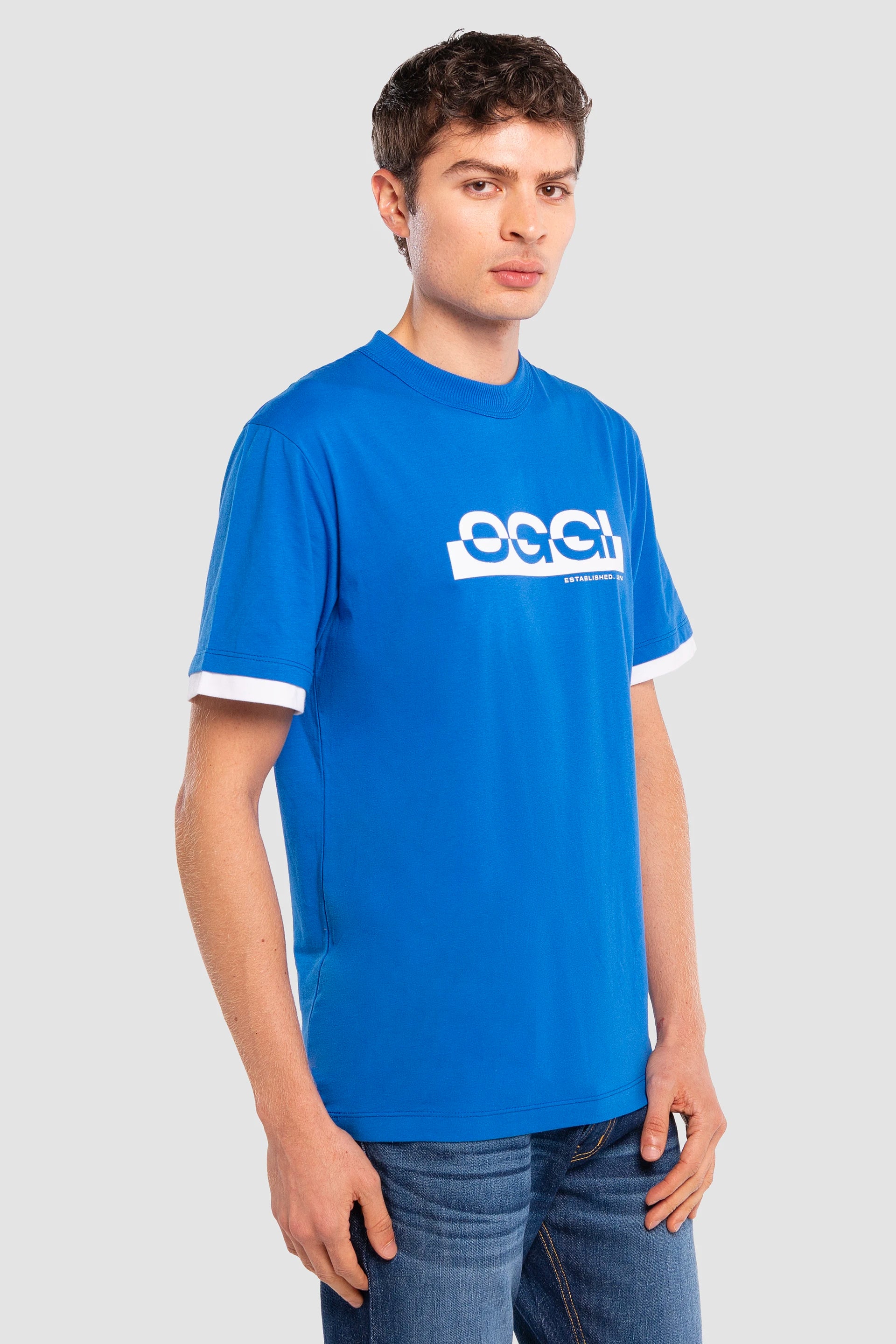 Playera Azul Regular para Hombre Rib Oggi Jeans