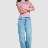 Jeans Mujer Mezclilla Confort Amplio Recto Agean Blue Oggi
