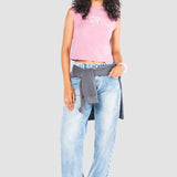 Jeans Relaxed Azul Claro para Mujer - Cintura Alta