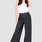 Jeans Amplio Negro para Mujer - Wide Leg