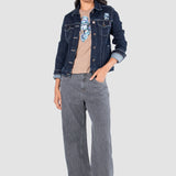 Jeans Relaxed Gris para Mujer - Cintura Alta