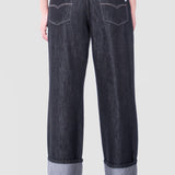 Jeans Amplio Negro para Mujer - Wide Leg