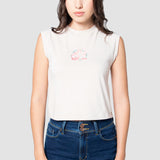 Playera Slim Blanca para Mujer - Sin Mangas