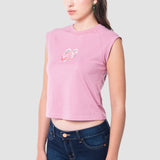Playera Slim Lila para Mujer - Sin Mangas