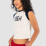 Playera Slim Blanca para Mujer - Sin Mangas