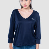 Playera Regular Azul Marino para Mujer - Manga Larga