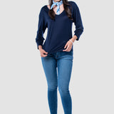 Playera Regular Azul Marino para Mujer - Manga Larga