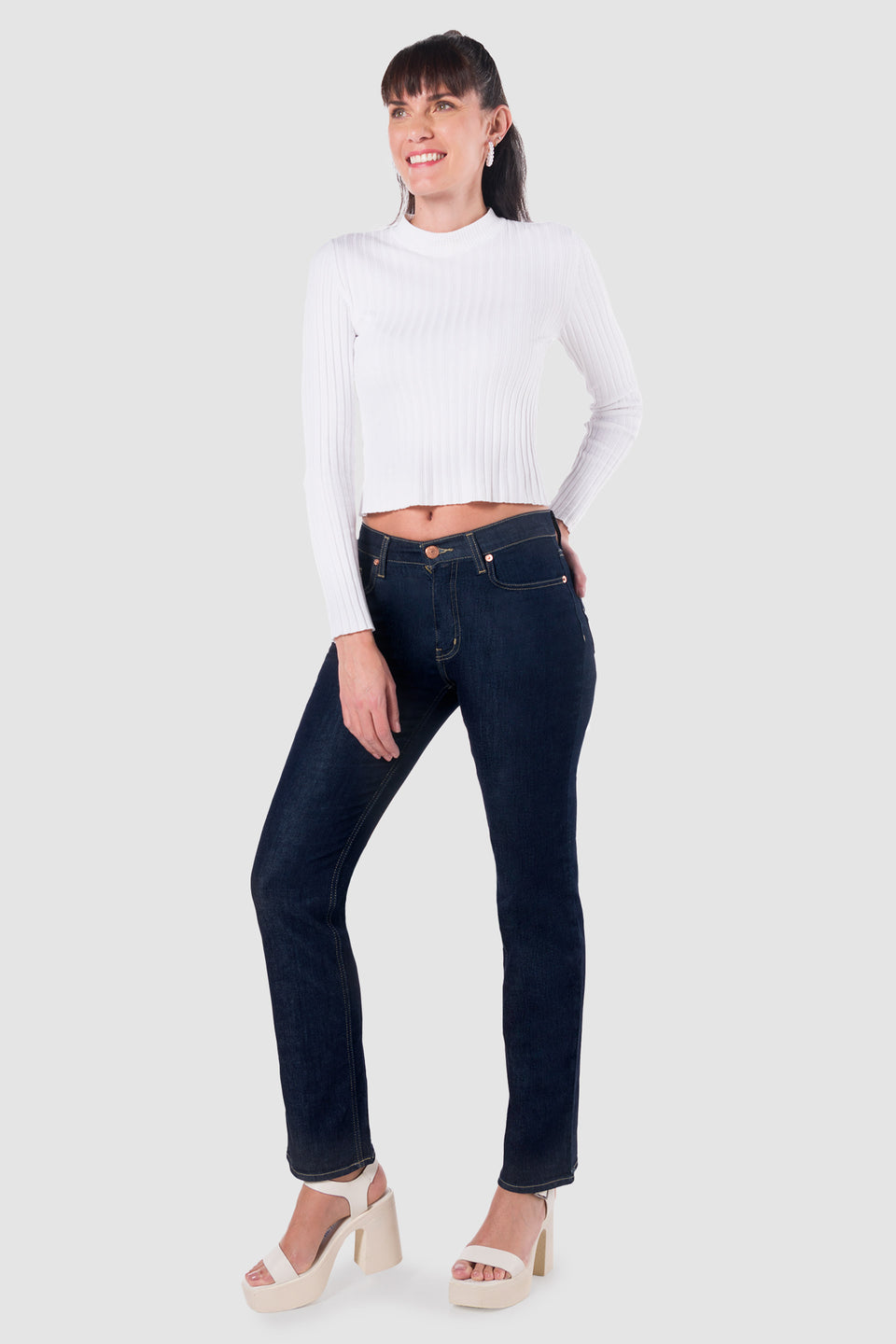 TRENDYOL Jeans a vita alta Donna Jeans Taglia IT 38 blu stile TRENDYOL Jeans a vita alta Donna Jeans Taglia IT 38 blu stile