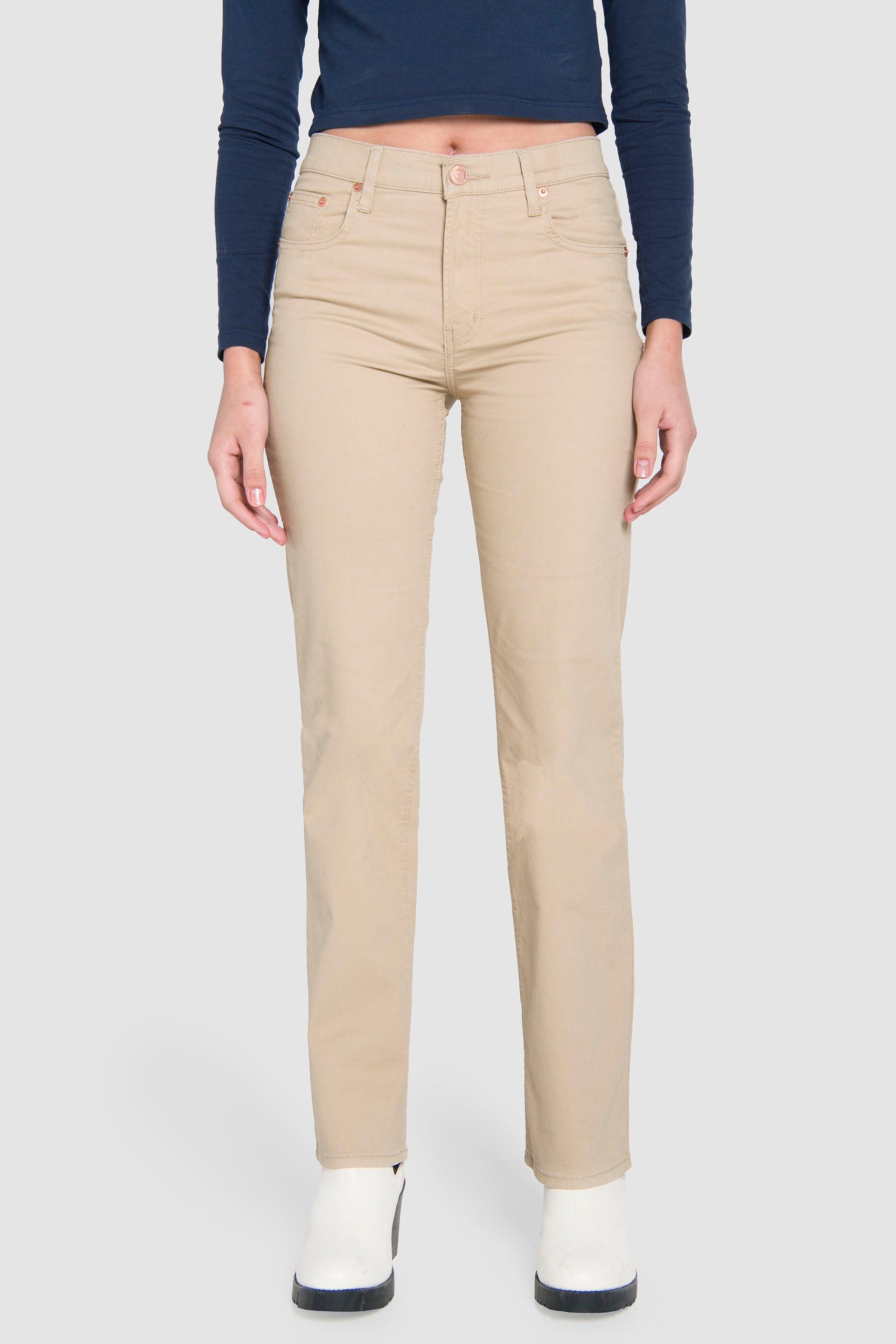 PantalΓ³n Straight Beige para Mujer Atraction Oggi Jeans
