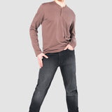 Playera Regular Café para Hombre - Manga Larga