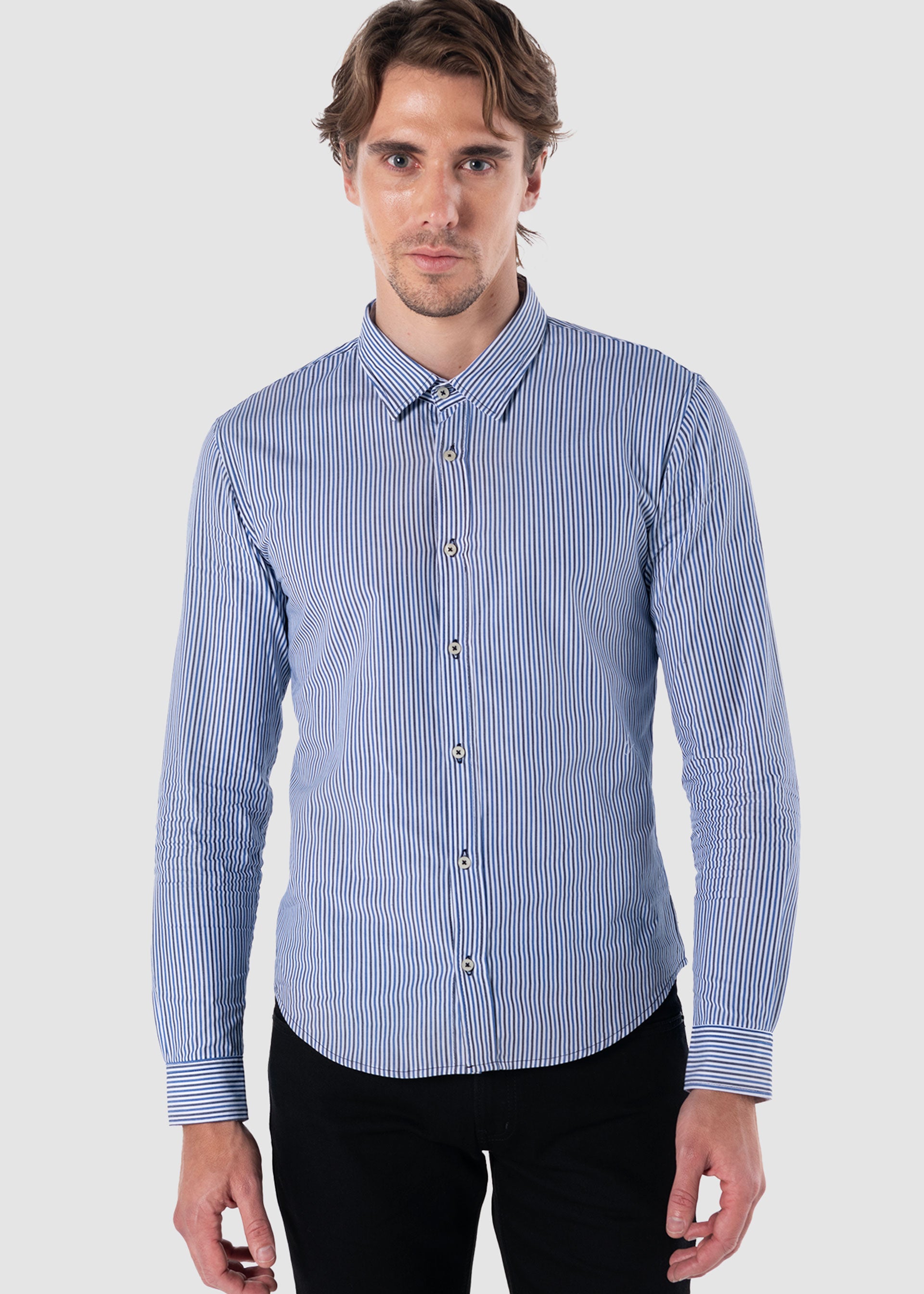 Camisa Moda Hombre Manga Larga Multicolor Slim Oggi