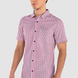 Camisa Moda Hombre Manga Larga Multicolor Rayas Slim Oggi