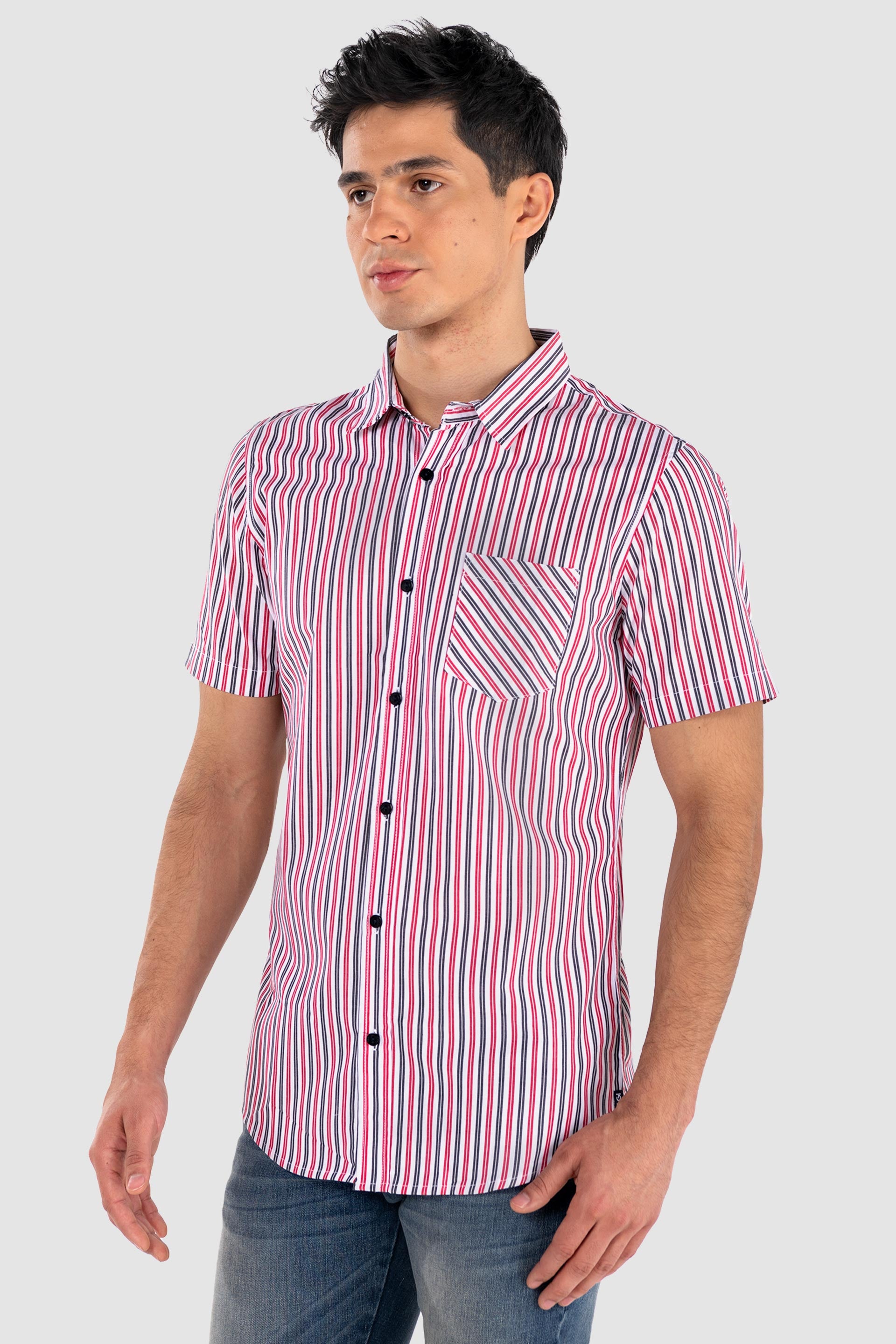 Camisa Rosa Slim para Hombre Rayas Oggi Jeans1