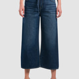 Jeans Wide Leg Cropped Azul Oscuro para Mujer