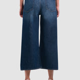 Jeans Wide Leg Cropped Azul Oscuro para Mujer
