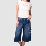 Jeans Wide Leg Cropped Azul para Mujer - Carpintero