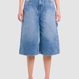 Jeans Wide Leg Cropped Azul Claro para Mujer - Carpintero