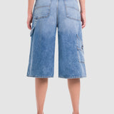 Jeans Wide Leg Cropped Azul Claro para Mujer - Carpintero
