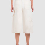 Jeans Wide Leg Cropped Beige para Mujer - Carpintero