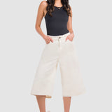 Jeans Wide Leg Cropped Beige para Mujer - Carpintero