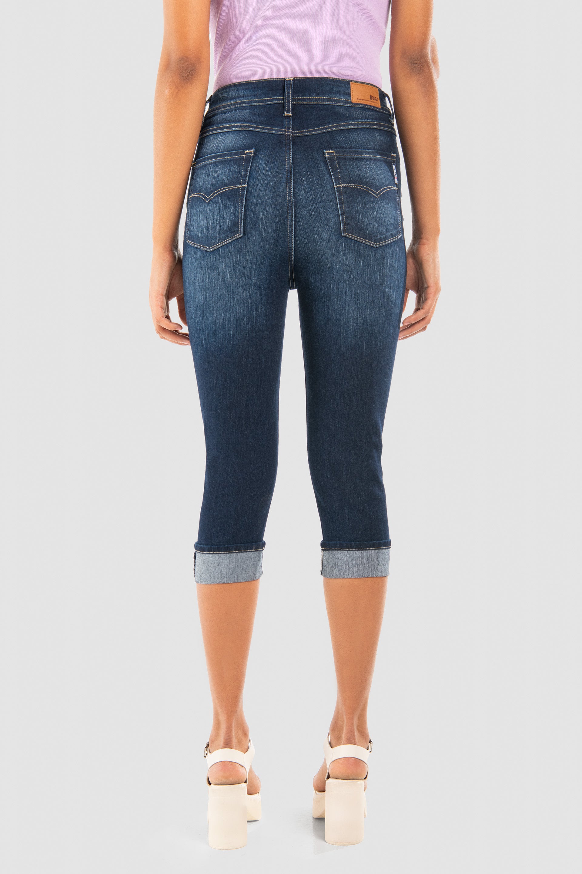 Para Pantalones Jeans De Mujer Jeans Capri Slim Azul Oscuro Para