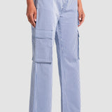 Pantalón Cargo Mujer Gabardina Jardin Rayas Amplio Oggi
