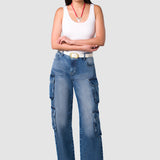 Jeans Wide Leg Azul Claro para Mujer - Cargo