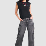 Jeans Baggy Negro para Mujer - Cargo