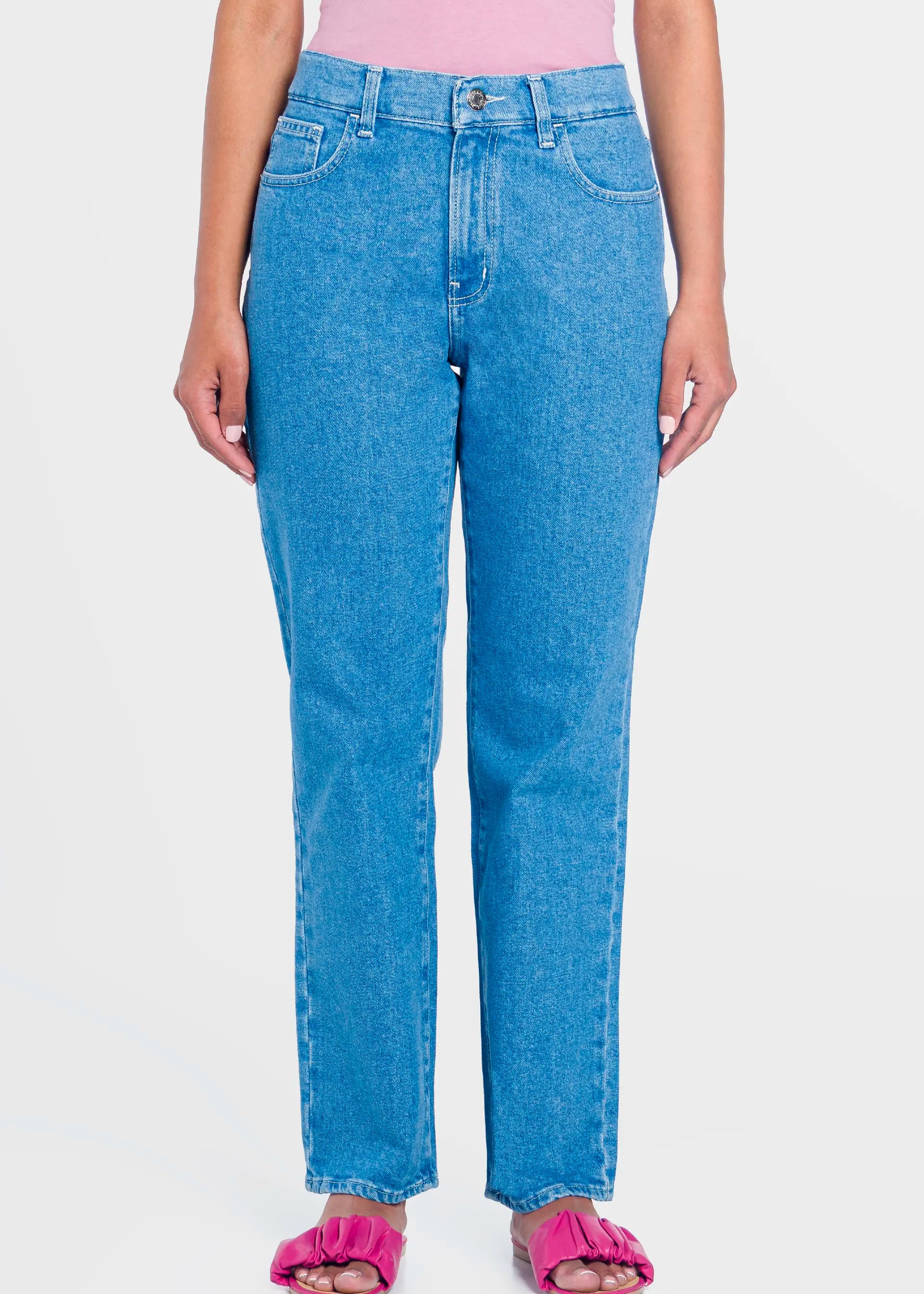 Jeans Mujer Mezclilla Confort Emotion Relajado Snow Oggi