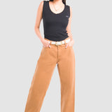Jeans Amplio Camel para Mujer - Happiness