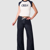 Jeans Wide Leg Azul Oscuro para Mujer