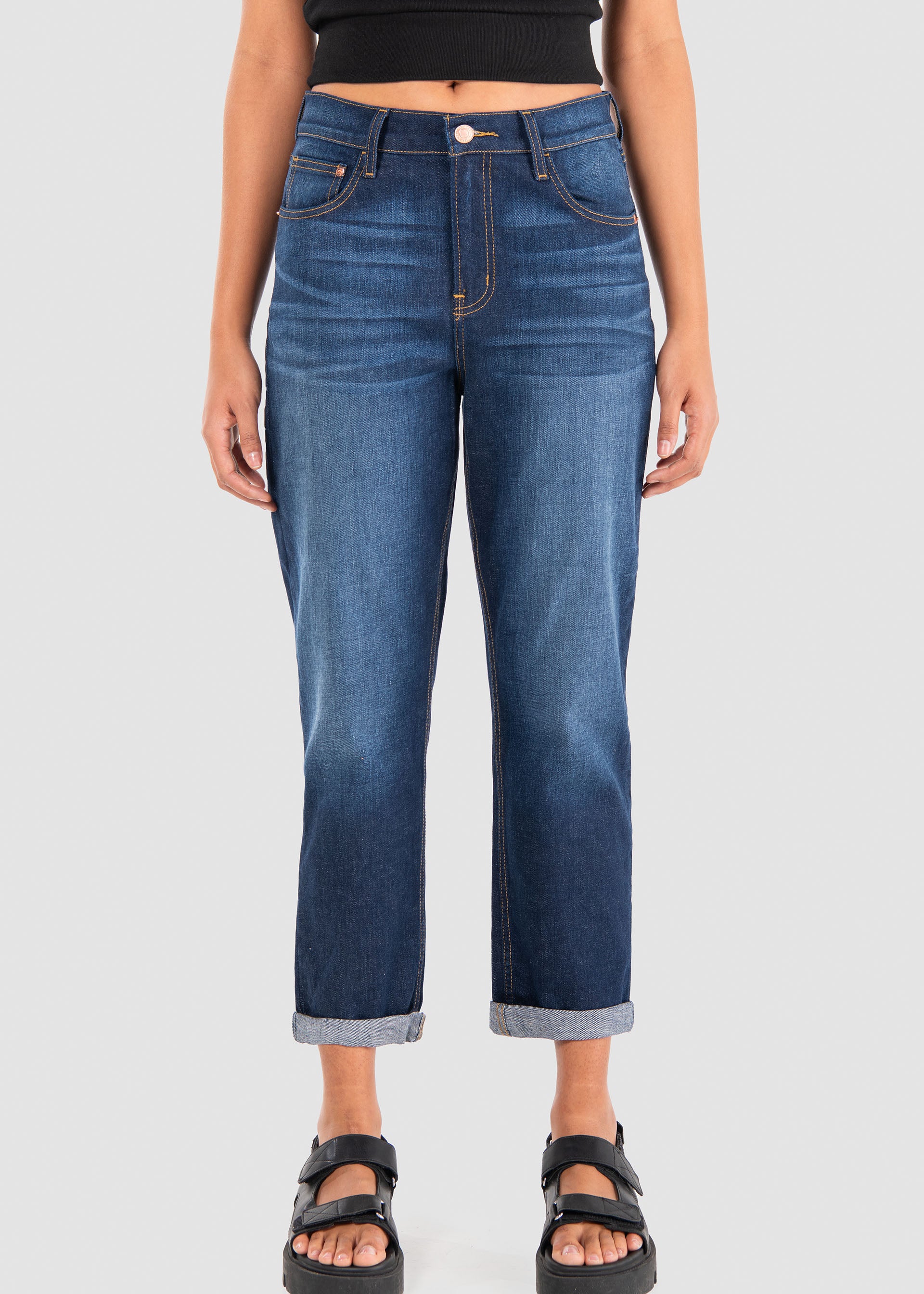 Jeans Moda Mujer Mezclilla Confort Mom Relaxed Dark Oggi